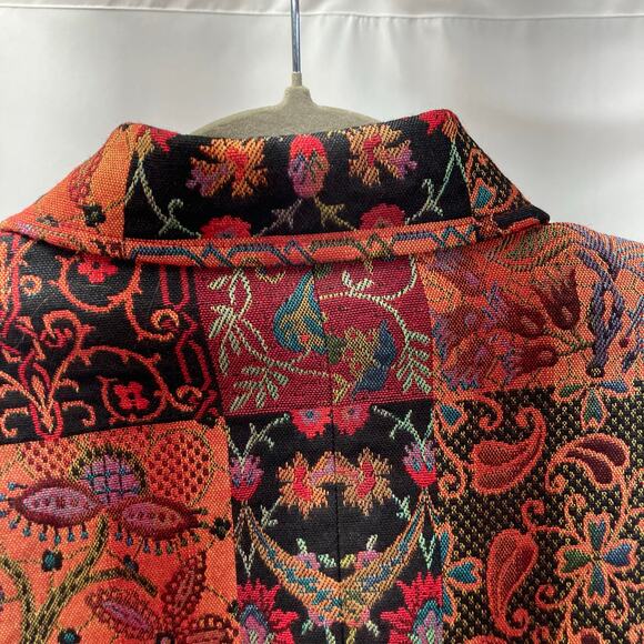 Ellen Fig Womens Medium Multi Color Floral Full Zip Lined Beaded‎ Blazer Jacket - Picture 4 of 15